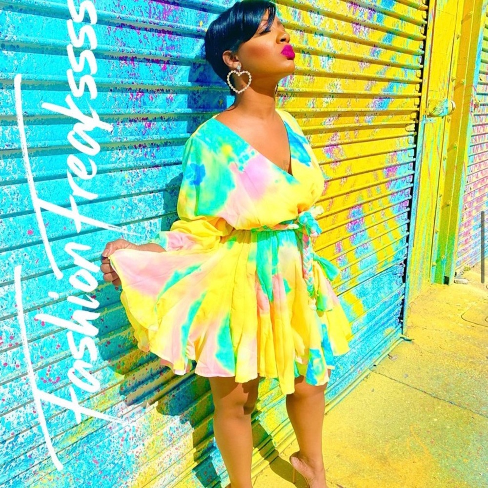 Trendy Tie-dye Dress💛💖💚💙